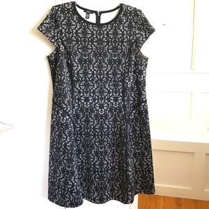 ALFANI Fit & Flare Midi Dress Lace Look Cap Sleeve Women’s Plus Size 20W 1X